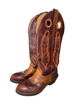 Two Tone Wing Tip Road Wolf Brown Tan Leather Western Cowboy Rodeo Boot Men’s 7W